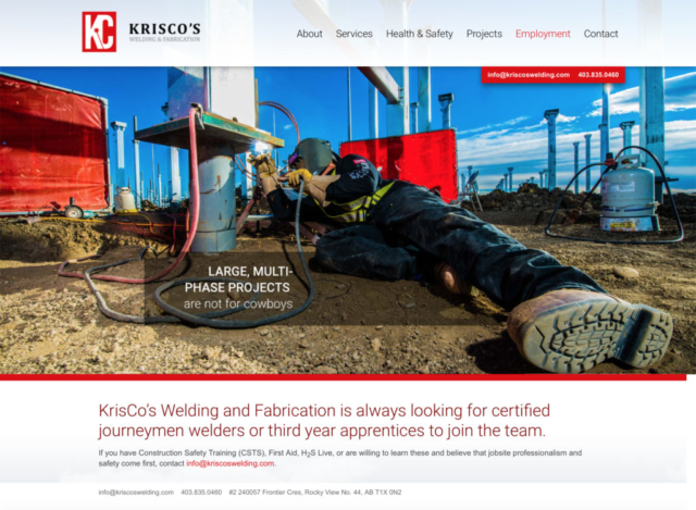 Writing & web development for Krisco's Welding